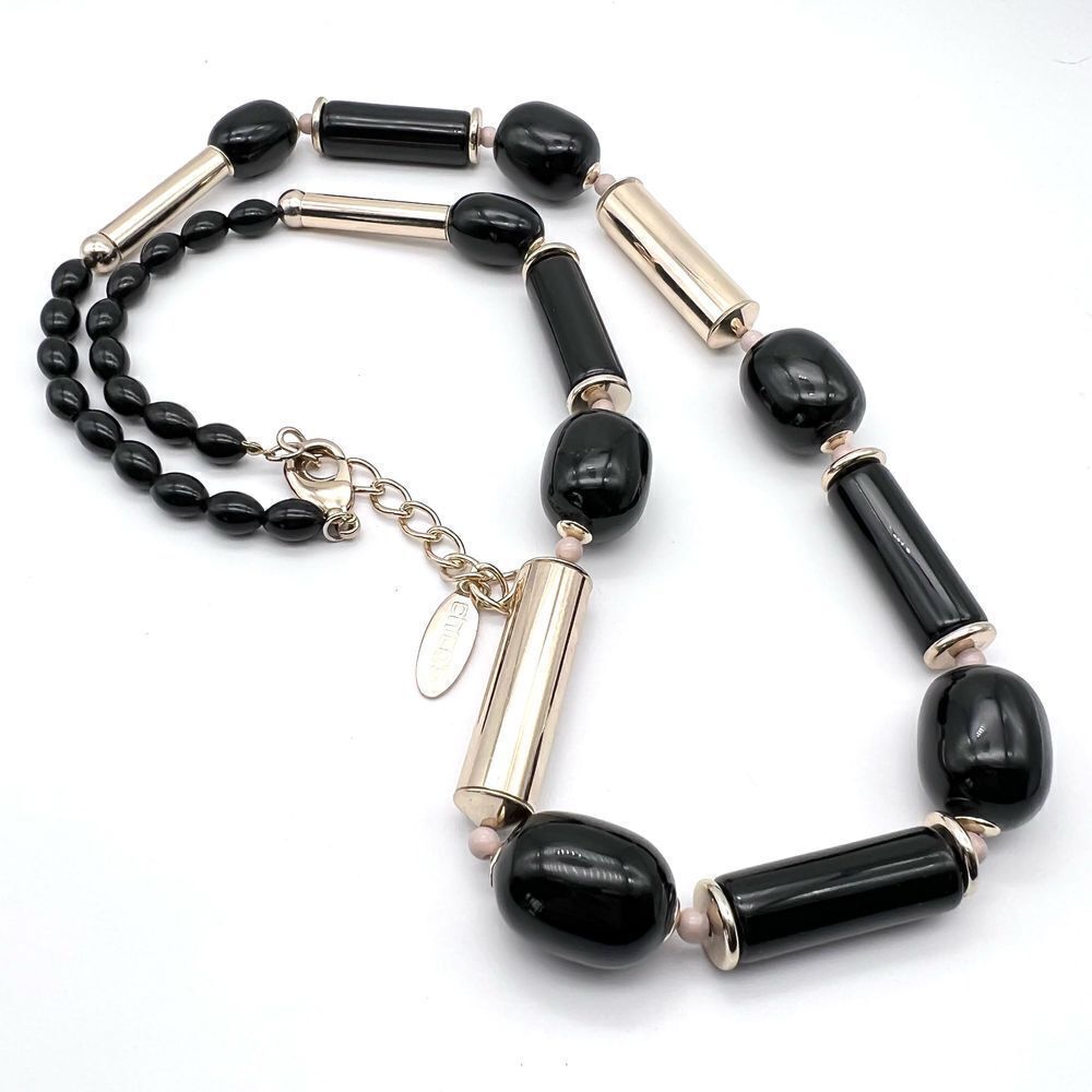 Chico’s oversized chunky large necklace career statement black‎ and gold